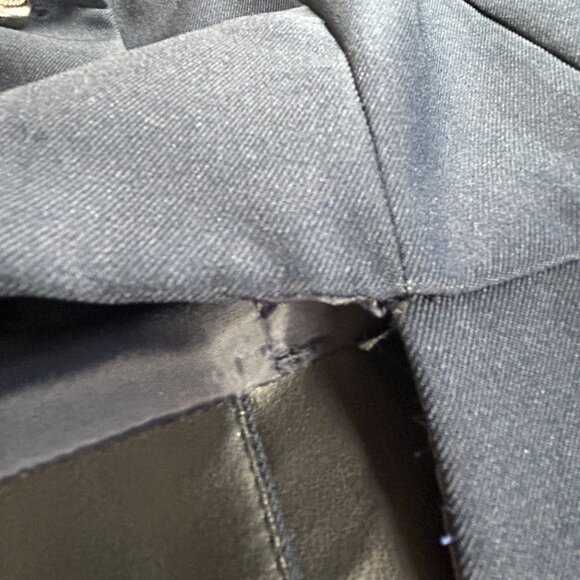 PFIFF Double-Breasted Dress Coat Jacket with Faux Leather Skirt Size 36 Navy - Picture 6 of 11